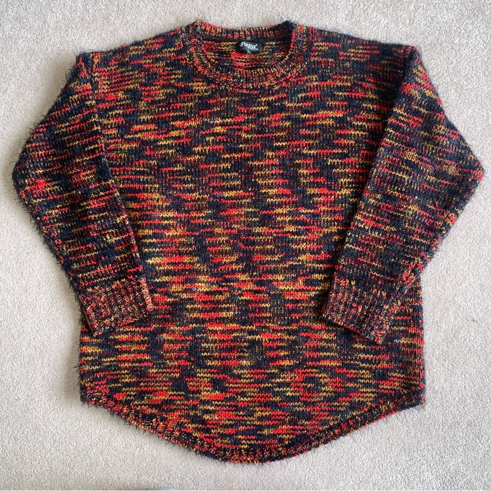 Papa Vancouver Men's Crewneck Sweater in Red, Yellow & Black Marled Knit
